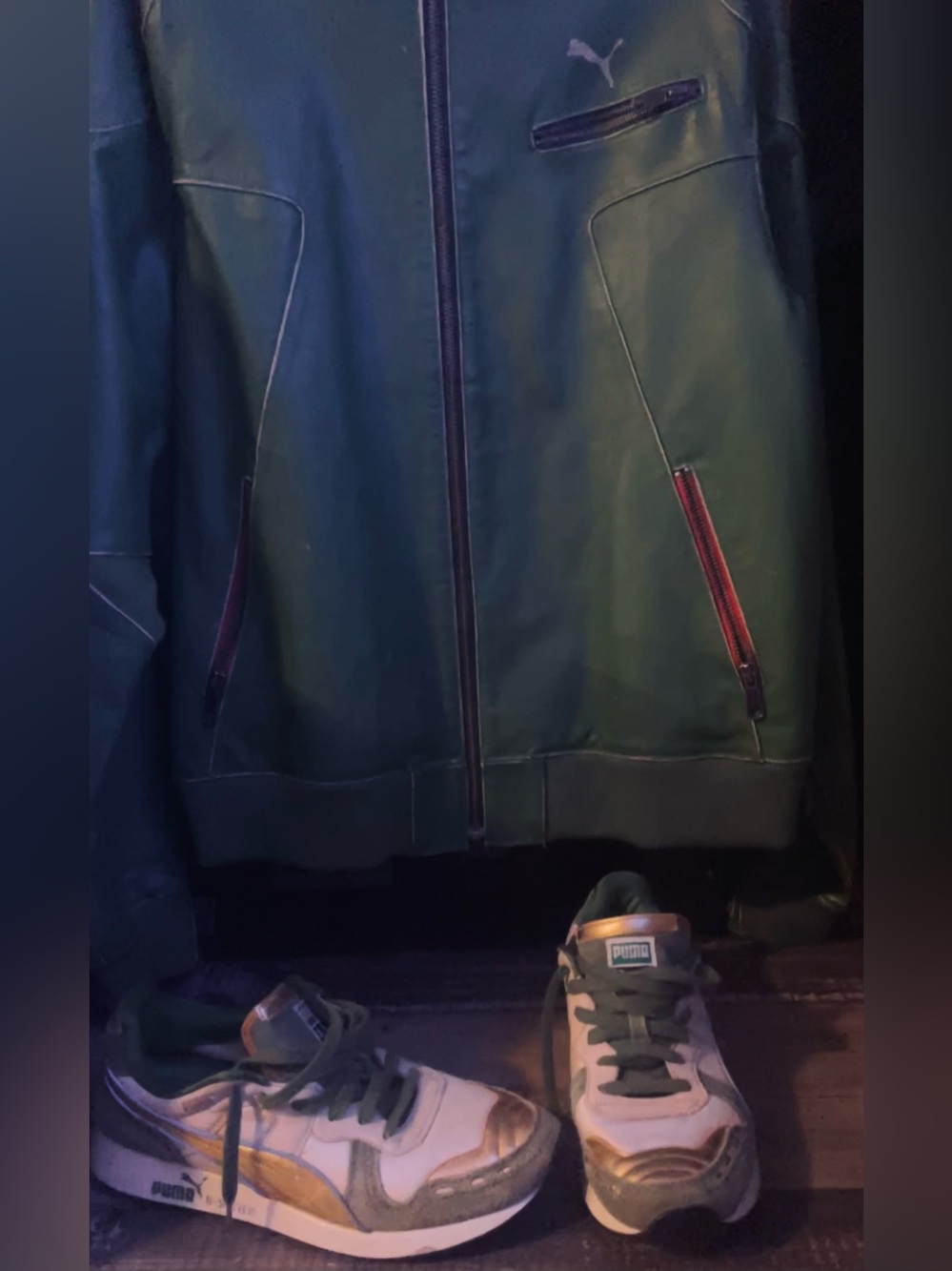 RARE VINTAGE 2006 Puma Leather Moto Jacket-XL-Vintage-2006-Puma RS 100 Gold Rush